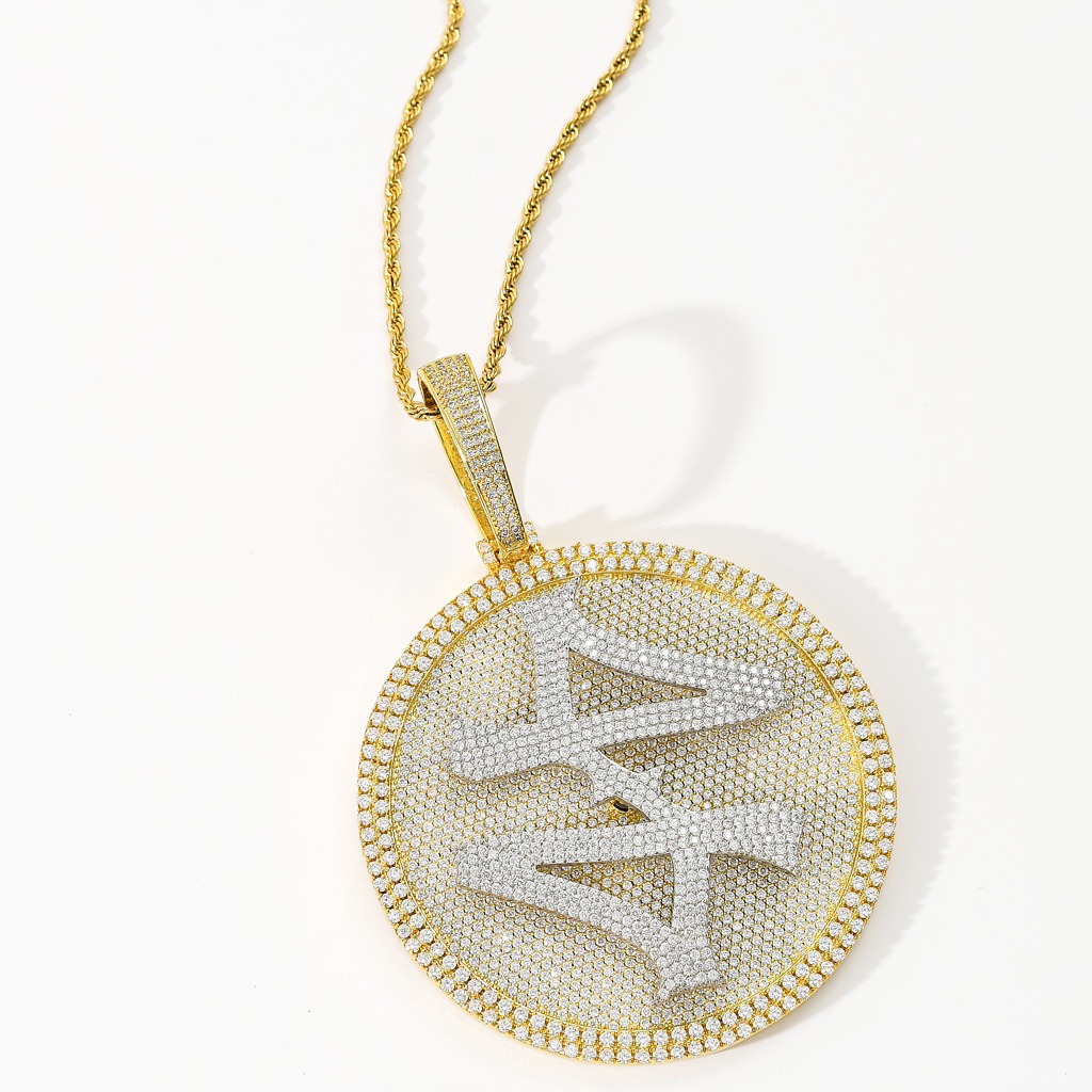 Rotatable Pendant Necklace For Men Solid Zircon Hip Hop Style_voghion.com