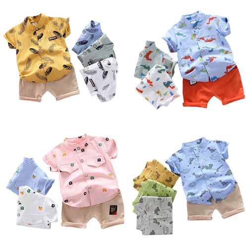 Cross-border children's clothing original factory wholesale summer Korean style thin baby and children set cartoon trendy casual two-piece set