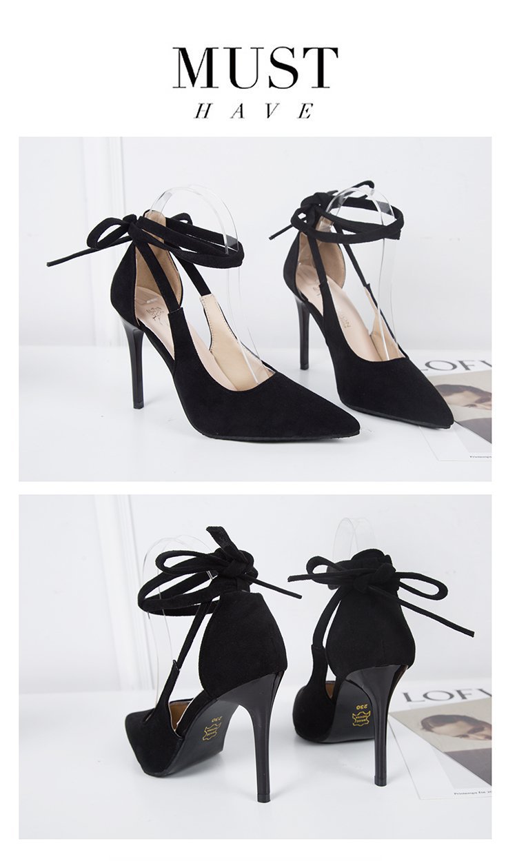 Wiosna/lato 2023 Nowe cienkie sandały na obcasie z sznurowadłami damskie koreańskie seksowne wysokie obcasy_voghion.com