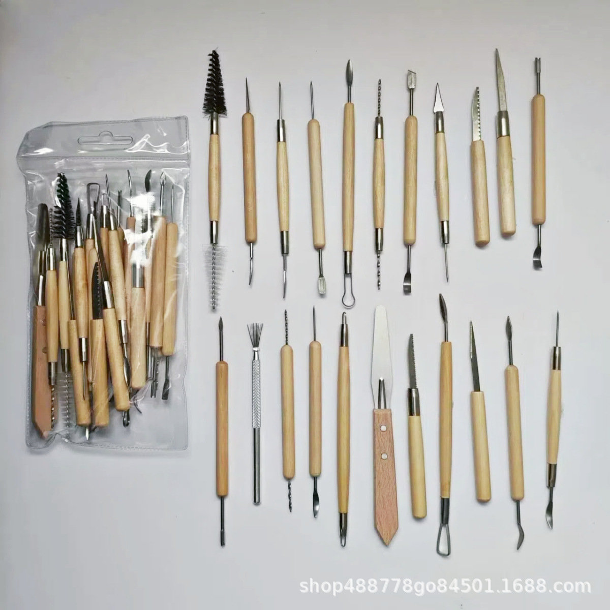 Fábrica directa clásica de 11 piezas conjuntos de herramientas de cerámica de doble cabeza raspadora de talla de alta calidad herramientas de barro artesanal