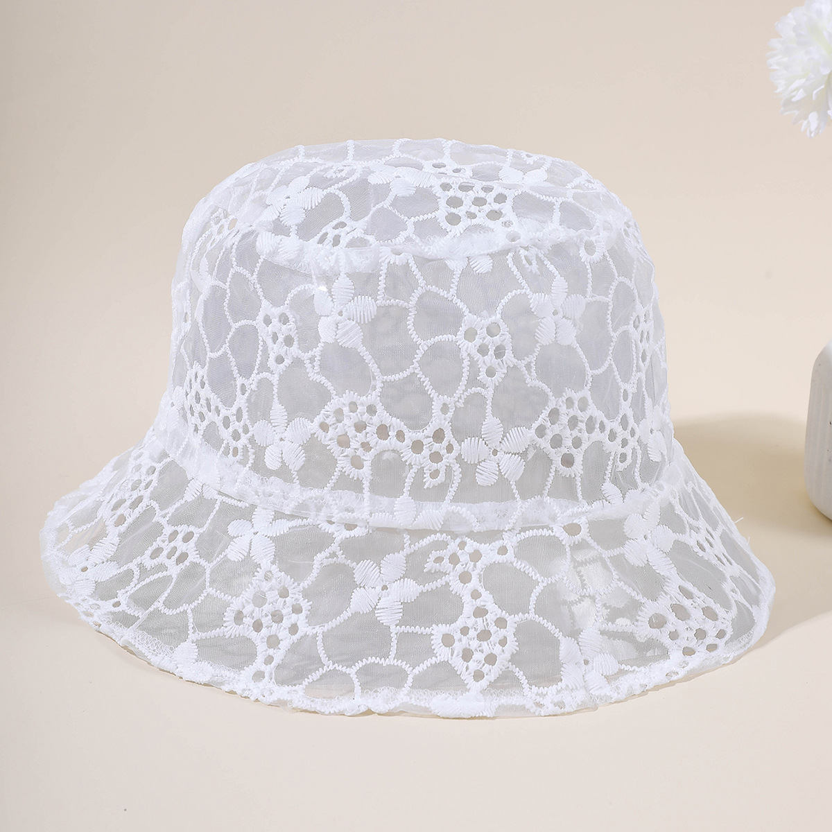 Organza pescador sombrero de mujer ligero transparente encaje hueco sol sombrero verano flor Internet celebridad sol protección sol sombrero sol