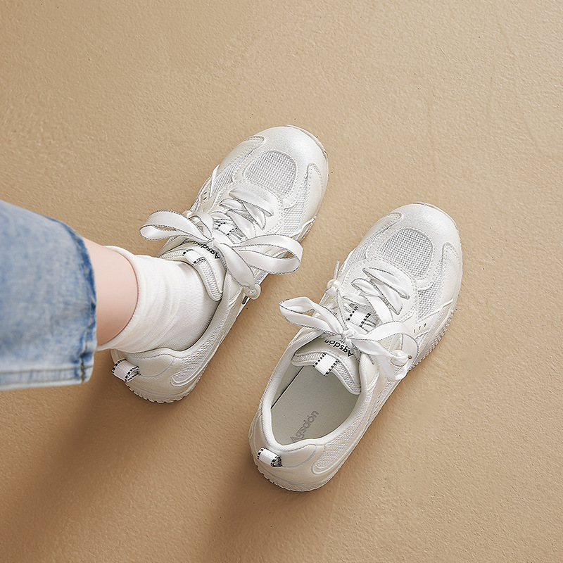 Augu ShiDeng red zapatos blancos para mujeres 2026 nuevo tipo de primavera zapatos deportivos casuales con suela blanda zapatos de entrenamiento de la escuela