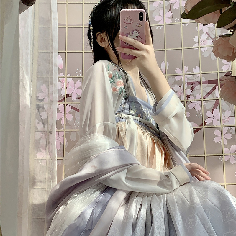 成人女装 汉服女唐制齐胸襦裙中国风夏季新款仙气日常全套飘逸裙