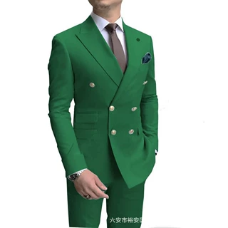 亚马逊外贸西服套装男士婚礼宴会商务西装高端伴郎服修身气质正装
