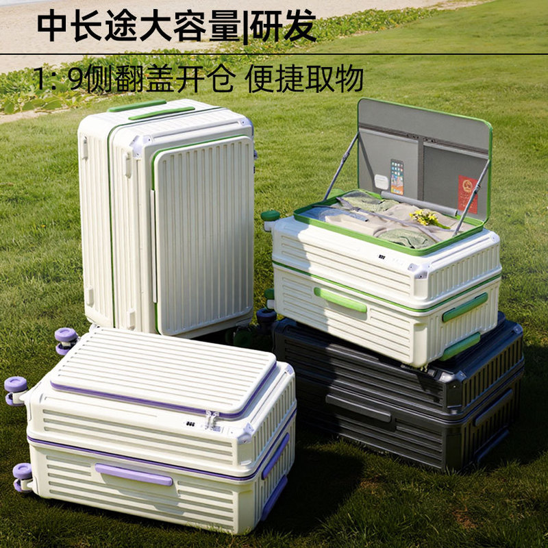 Five-Wheel Side-Opening Suitcase with Deep Compartment, Expandable Large Capacity, Password Lock, Multifunctional Universal Wheel Travel Suitcase