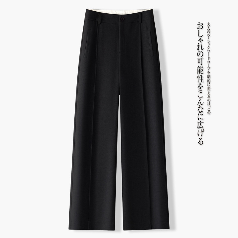 高档时尚垂感休闲直筒长裤女2025秋季新款韩版百搭高腰显瘦阔腿裤|undefined