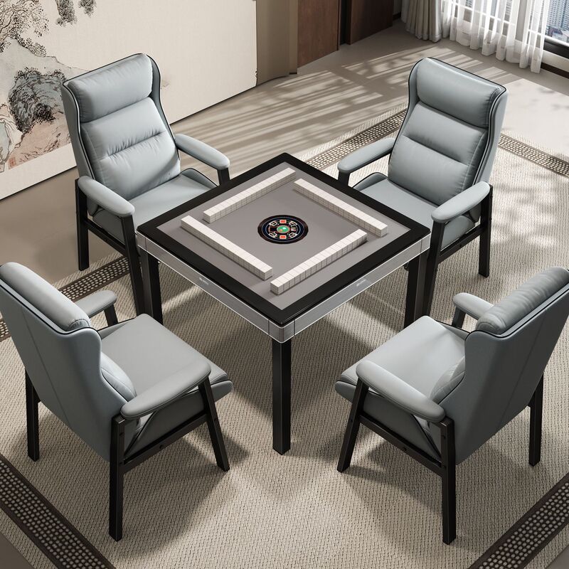 Special Leather Chairs for Mahjong Rooms and Dining Tables, Set of Four for Home Use, High Backrest, Comfortable for Long Sitting, Cross-Border E-Commerce