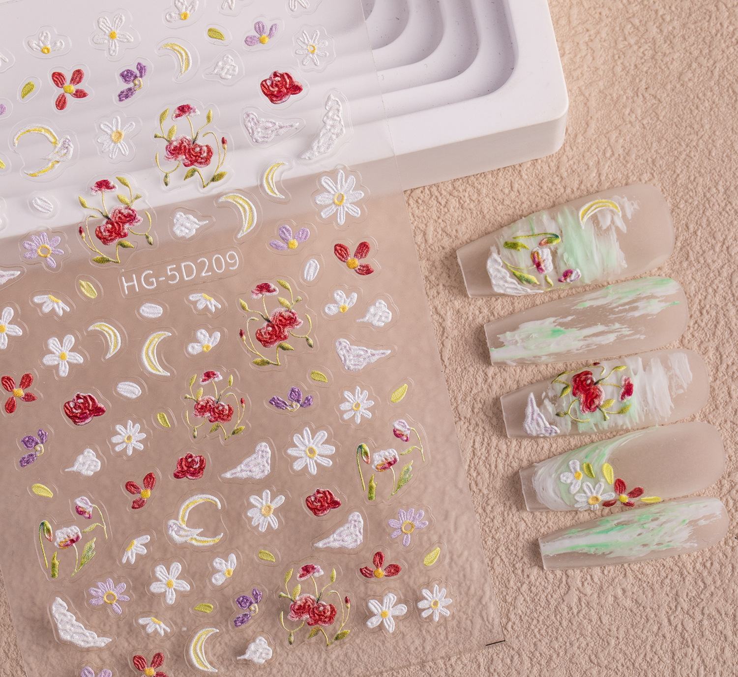 10g Weight Nail Decals  Classification of Nail Art Accessories Nail Patches Nail Supplies PET, tpu Material Flower Pattern Cute, Sweet Style Cute Sweet Flower PET Tpu Nail Patches 2