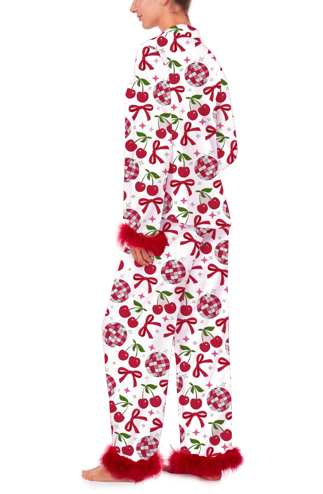 Women's Cherry Bow Knot Raw Hem Pant Co-ord Set Two-Piece Sets display picture 12