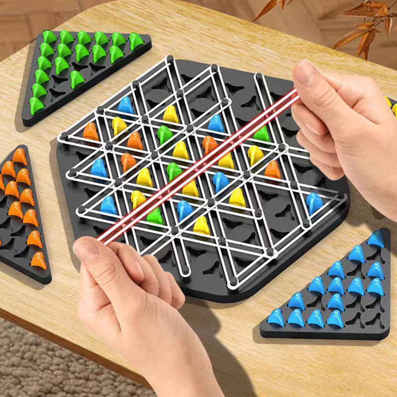[Large Size] Chain Triangle Chess Rubber Band Desktop Educational Toys Children's Multiplayer Game Battle Thinking Training