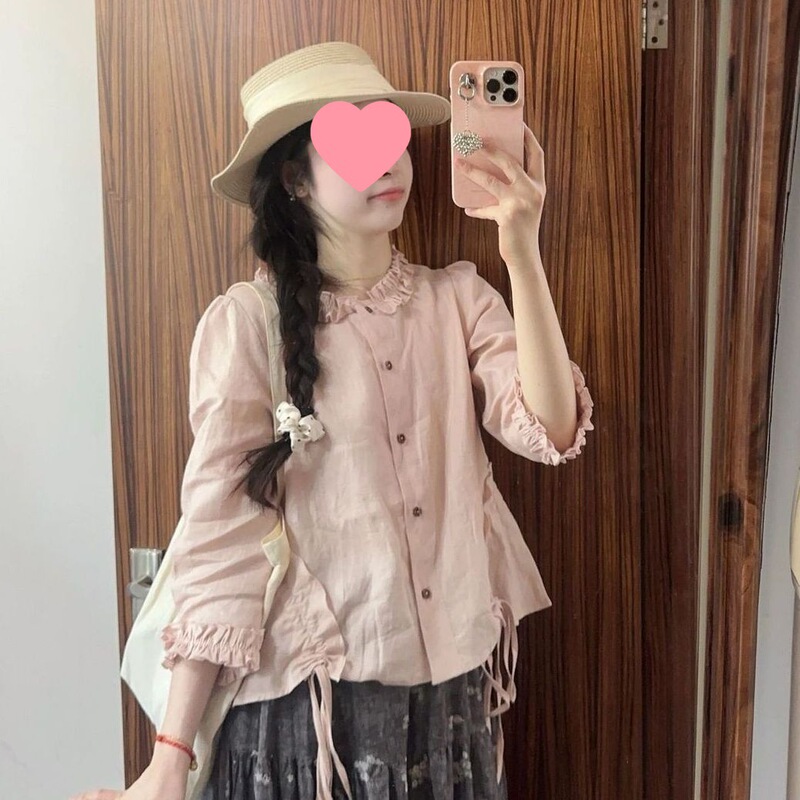 秋季新款温柔时尚花边衬衫衬衣女韩系设计感宽松半身裙两件套|undefined