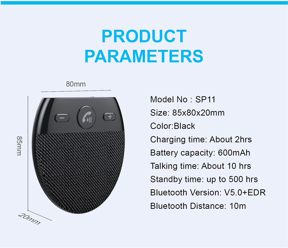 Cross-Border New Sp11 Car Bluetooth Hands-Free Automatic Switching Siri Voice Control Sun Visor Car Hands-Free