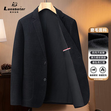 莱诗伯特秋冬新款磨毛绒感厚款男式西服韩版修身弹力免烫休闲西装