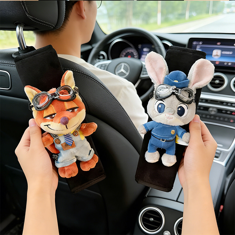 New Judy Nick Car Seatbelt Shoulder Pads, Cute Car Interior Decoration, a Pair of Car Seatbelt Covers for Couples