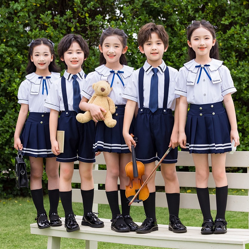 幼儿园园服小学生校服学院风夏装班服六一合唱演出服毕业班服套装