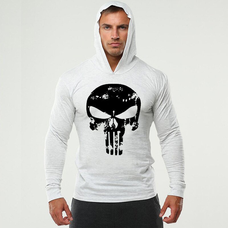 The Punisher Men's Fitness Bodybuilding Long Sleeve Hooded Sweatshirt Long Sleeve Hoodie
