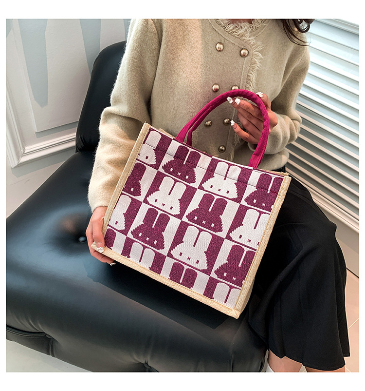 High-end mid-capacity canvas school commuting handbag 2024 new style fashionable and versatile linen single-shoulder tote bag undefined