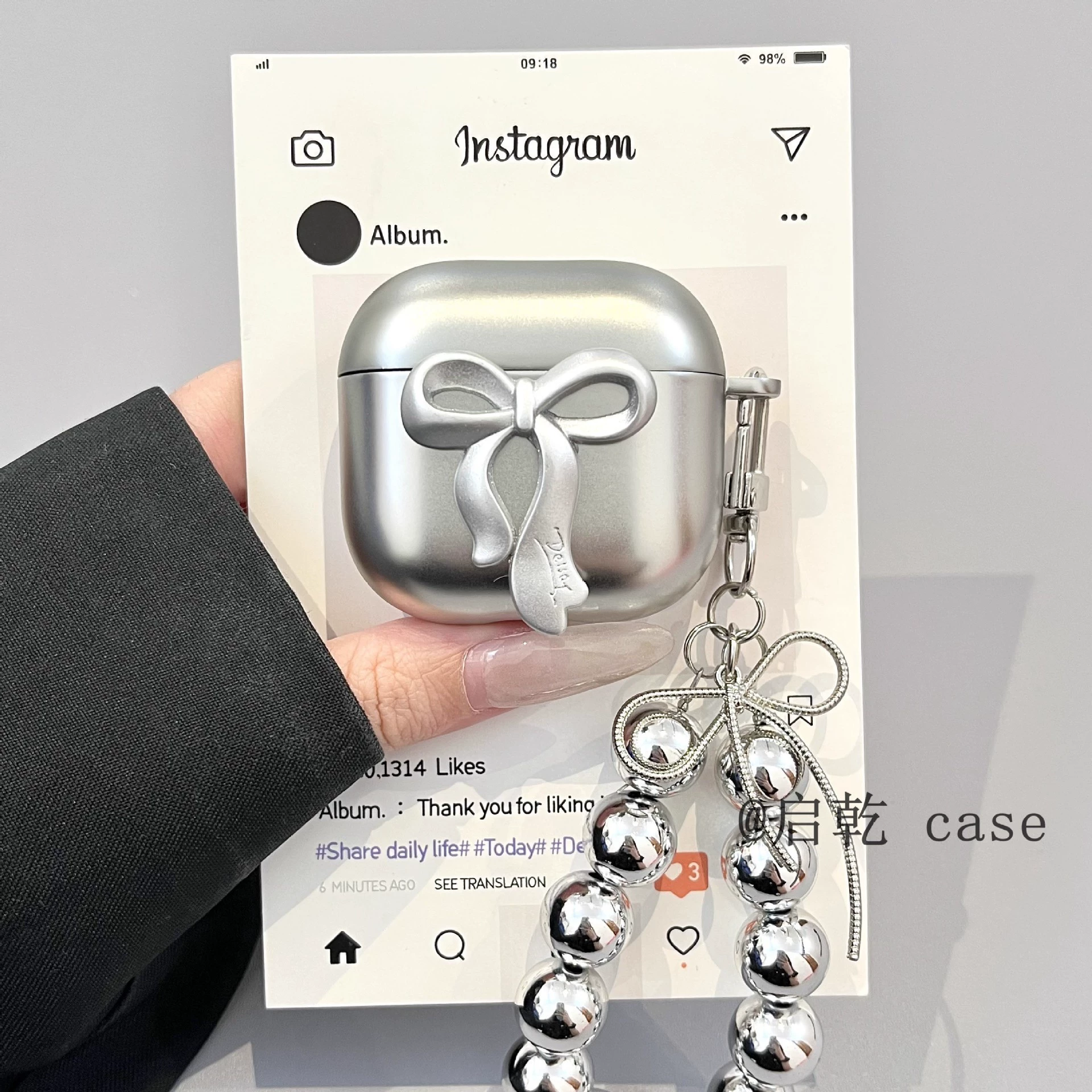 Apple, брендовые серебристые совместимые беспроводные наушники с бантом, защитный чехол, простой и элегантный дизайн, bluetooth