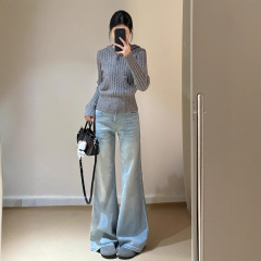 灰色连帽麻花毛衣女2025新款早春秋季高级感慵懒风修身针织衫上衣