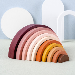 Factory direct supply cross-border 10-layer rainbow building blocks little people DIY assembled early education educational arched wooden toys