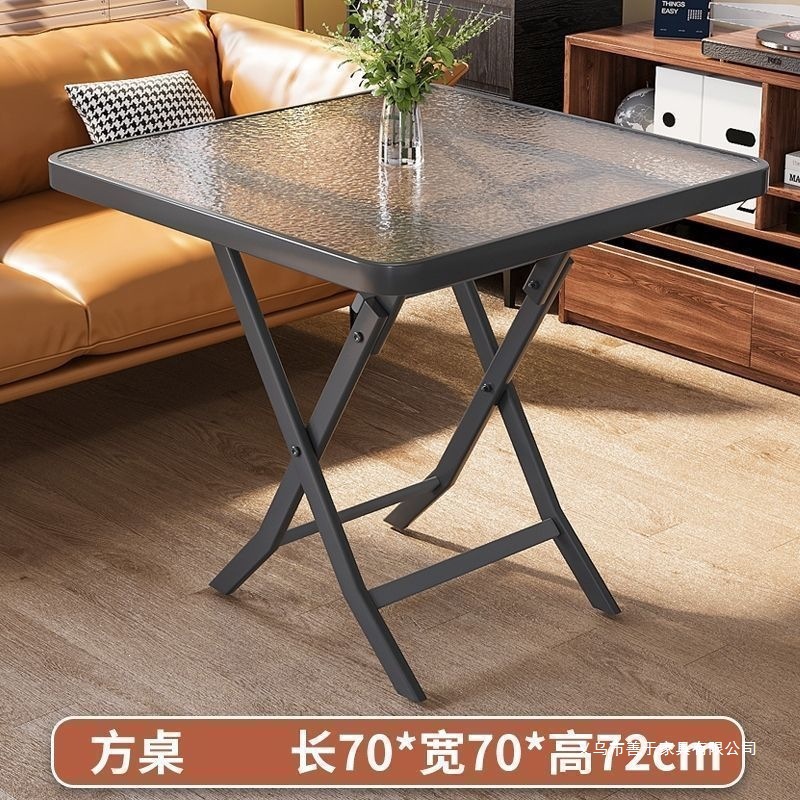 Mesa de comedor redonda al aire libre mesa de vidrio pequeña mesa de comedor doméstica silla portátil mesa cuadrada mesa plegable simple