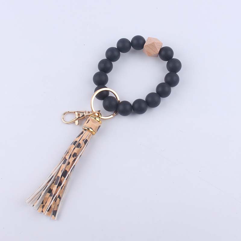 Pulsera de silicona pulsera llavero nuevo creativo DIY borla colgante contraste color