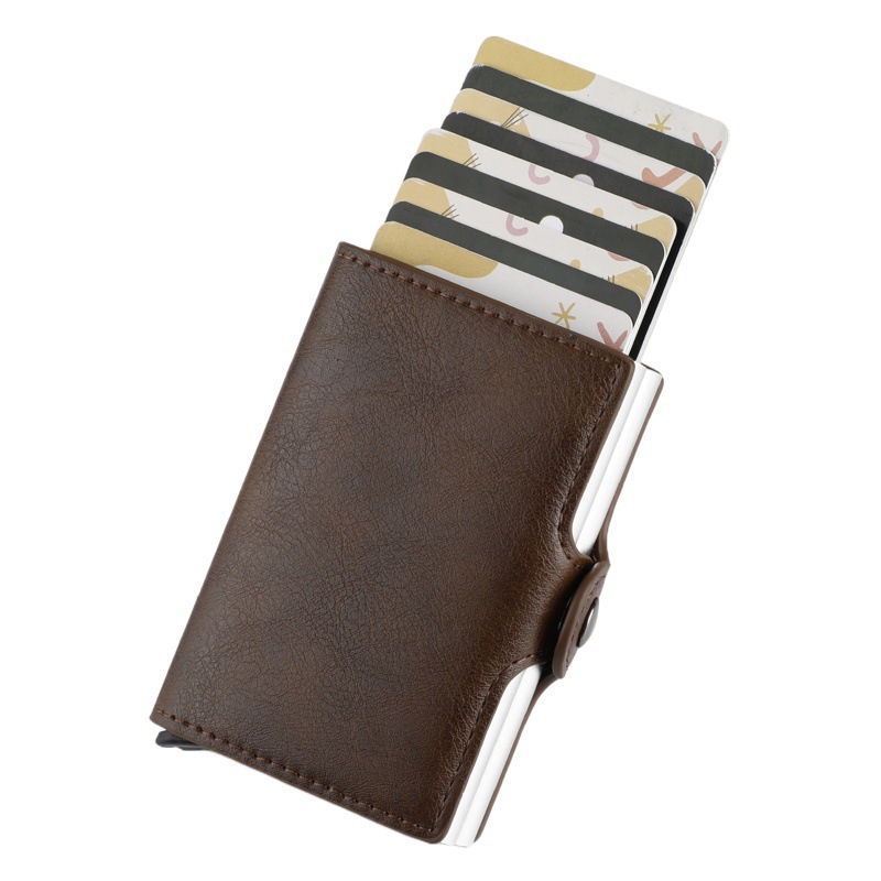 Ready Supply of Men's Rfid Aluminum Alloy Card Holder Card Holder Double Card Box Metal Card Holder Wallet