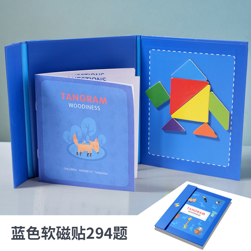 Trompeta de madera para niños de 11.6CM, tangram de madera con formas de colores, bloques de construcción cognitivos para la educación temprana, juguete intelectual, juguete educativo