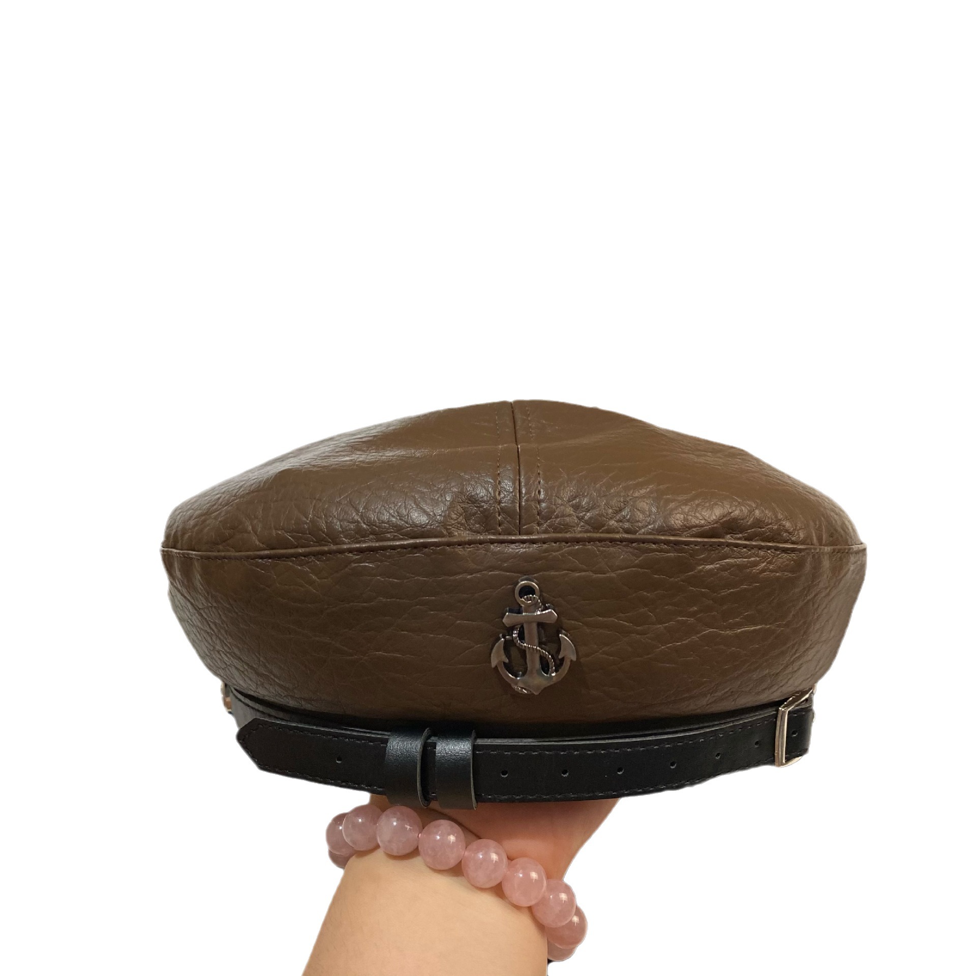 Cintura in stile britannico di alta qualità, berretto con ancora, primavera e autunno, personalità della moda, litchi, ptern, leher, pittore_voghion.com