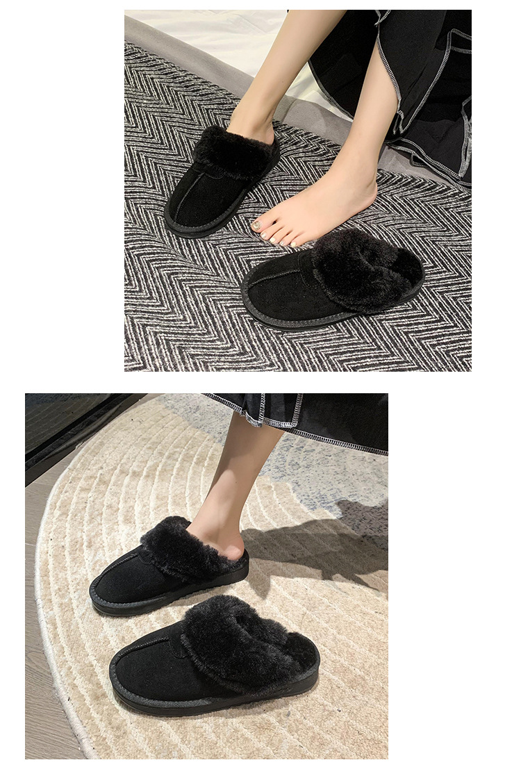 Pantofole pelose casual da donna, indumenti esterni con suola spessa, nuove mezze pantofole Baotou per la casa invernale 2022 più scarpe pigre in velluto_voghion.com