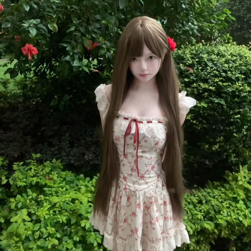 Xuchang Wig Female Pure Special Brown Straight Hair Daily 85cm Long Straight Hair Natural Cute Loli Cute Full Headgear Xuchang Wig Female Pure Special Brown Straight Hair Daily 85cm Long Straight Hair Natural Cute Loli Cute Full Headgear
