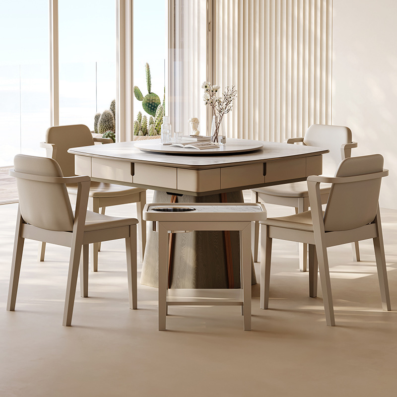 Mesa de comedor de madera maciza mesa de mahjong todo en uno de doble uso, mesa de ajedrez multifuncional para el hogar completamente automática, mesa de comedor combinada de sillas, mesa de comedor