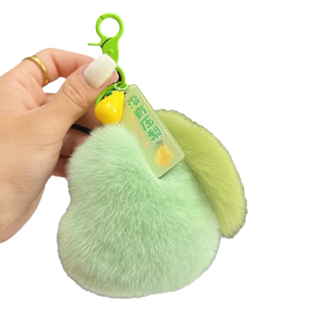 Red celebridad no presionar peras verdaderas pellas de pato peras colgantes llaveros de automóviles lindos bolsos de peluche peras colgantes