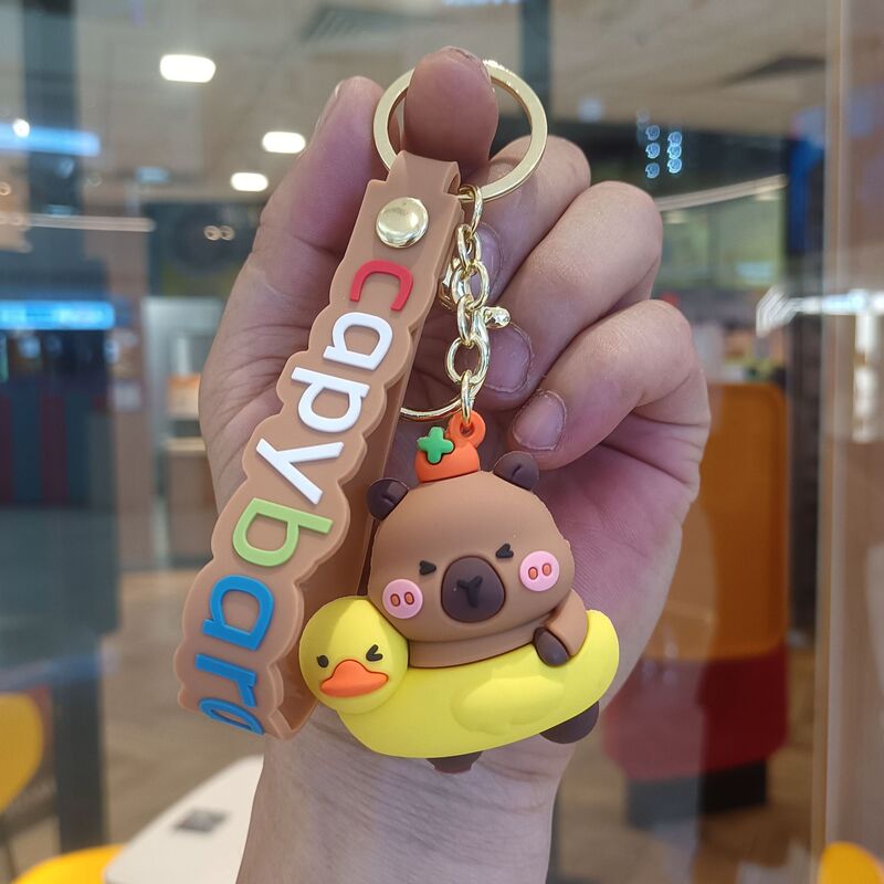 新しいカピバラキーホルダーペンダントハンバーガーカピバラ立体人形かわいい車のスクールバッグキーホルダー卸売|undefined