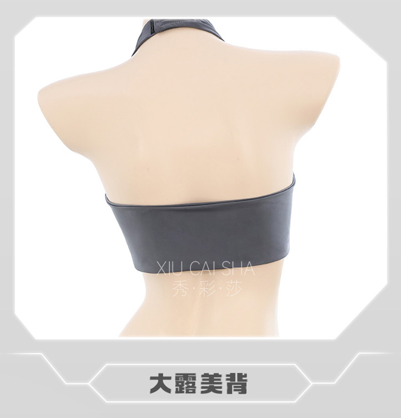 Student Uniform Roleplay Lingerie Set with Halterneck Top, Miniskirt and Crotchless Panties — detail image 18