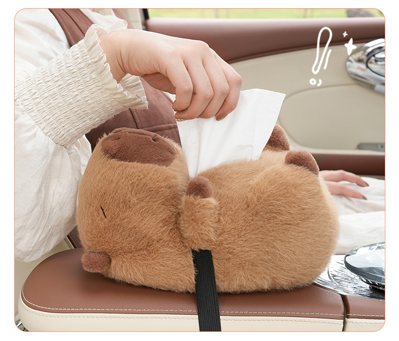 Plush carpibala doll car tissue box cute cartoon car tissue box multifunctional car tissue box