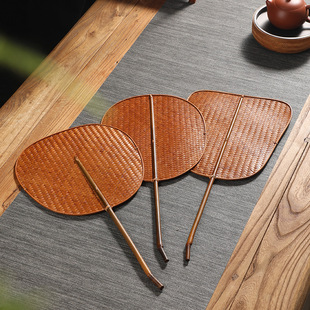 Chinese-style Handmade Bamboo Lacquer Fan Chinese-style Vintage Home Summer Cool-off Pu Fan Tuff Fan Banana Fan Waist Fan