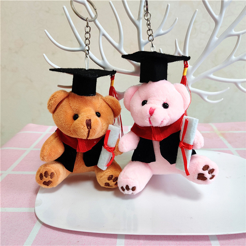 Médico de dibujos animados oso de peluche de juguete de lectura oso muñeca llavero colgante estudiante graduación Memorial pequeña muñeca de regalo