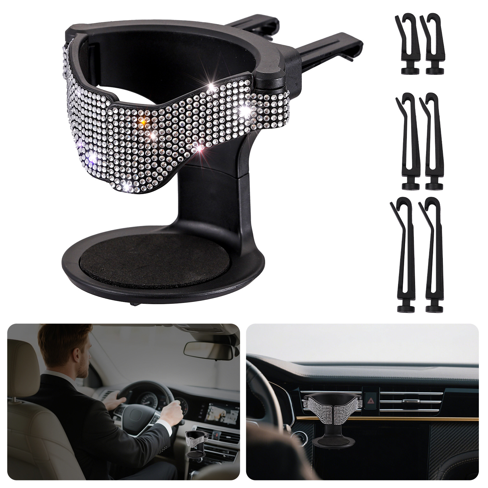 Car Diamond Cup Holder Drink Rack Air Vent Mount