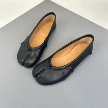 888现货分趾鞋女新款小众褶皱平底内增高浅口蝴蝶结芭蕾舞猪蹄单
