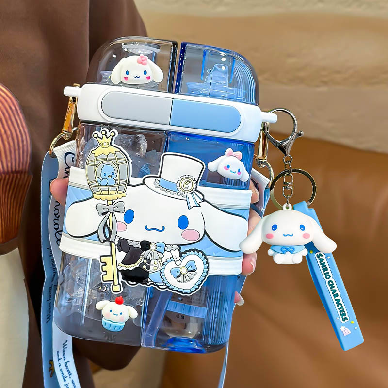 Sanliou tazas de agua para niños verano, estudiantes Kulomi para ir a la escuela, tazas de plástico de doble bebida, tazas de paja, boca directa