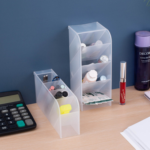 Slant pen holder desktop student stationery storage box large capacity multi-layer pen holder stationery transparent simple pen holder