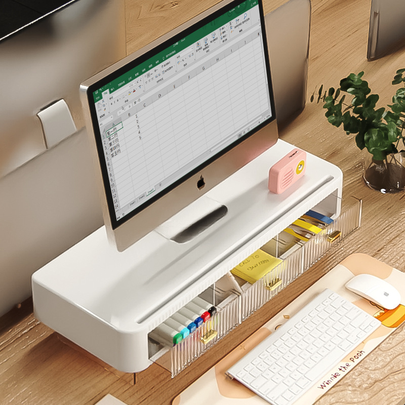 Desktop Computer Elevated Office Storage Rack Drawer-Type Multi-Functional Desktop Monitor Simple Stand