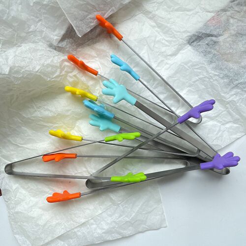 Stainless steel silicone palm ice cube sandwich baked snacks sugar cube food clip mini silicone clip