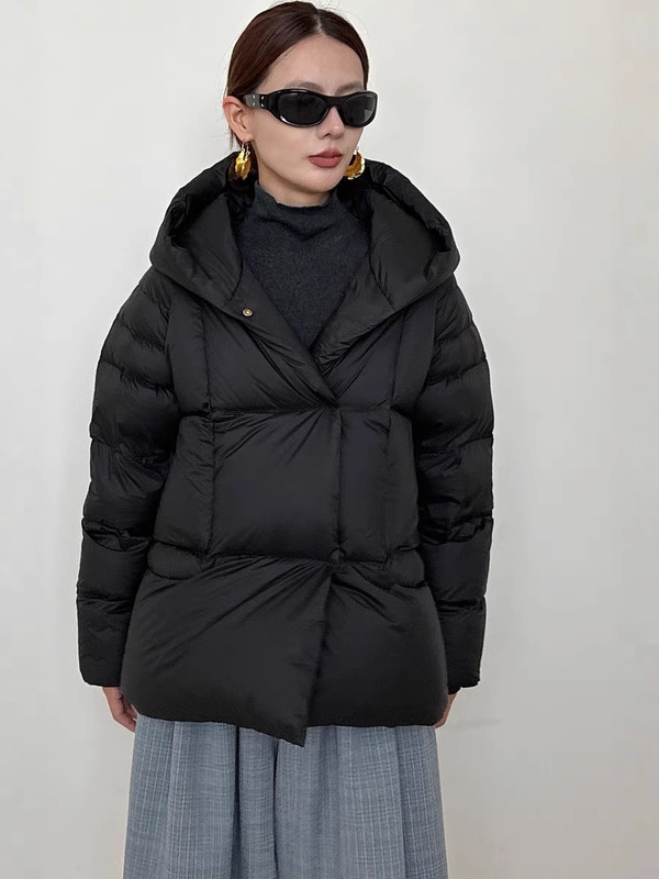 羽绒服女2025年冬季新款短款高端洋气小个子泡芙连帽90白鸭绒外套|undefined