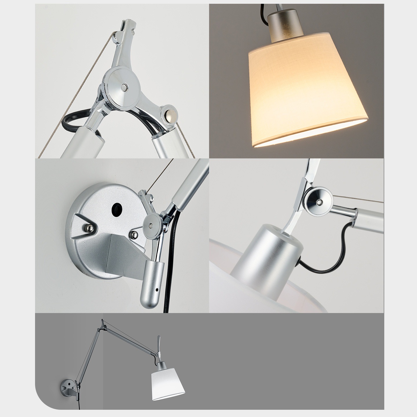 Lámpara de pared de cabecera de dormitorio, estudio moderno simple, balancín, diseño telescópico, sala de estar creativa, lectura, lámpara de protección ocular 194L
