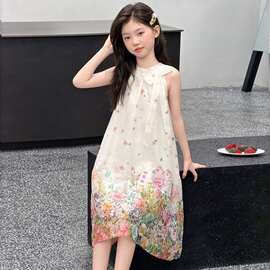 女童夏连衣裙2026新款女孩超好看公主裙海边度假沙滩裙儿童碎花裙