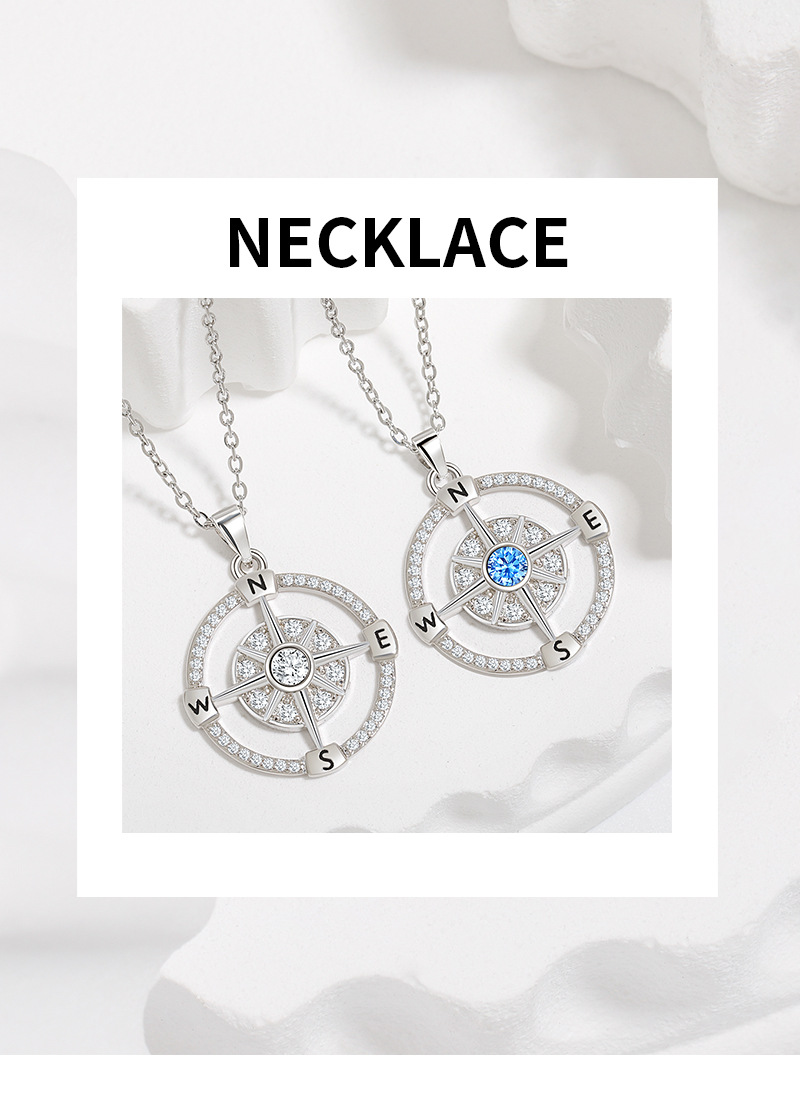 Collana minimalista hip hop, collana con bussola scavata, famosa su Internet, di fascia alta, stellata_voghion.com