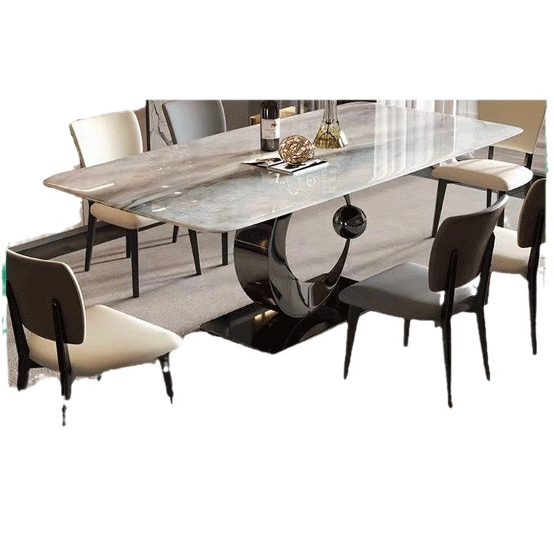 Mesa de comedor de mármol natural moderno simple y lujoso mesa de comedor rectangular de piedra ultracristalina italiana combinación