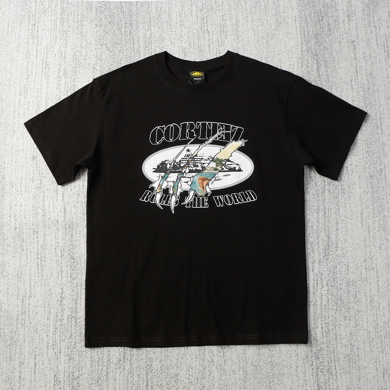 欧米のニッチなトレンドブランド、タイマー柄プリントが人気の万能半袖Tシャツ、夏らしいゆったりとしたカジュアルな半袖|undefined